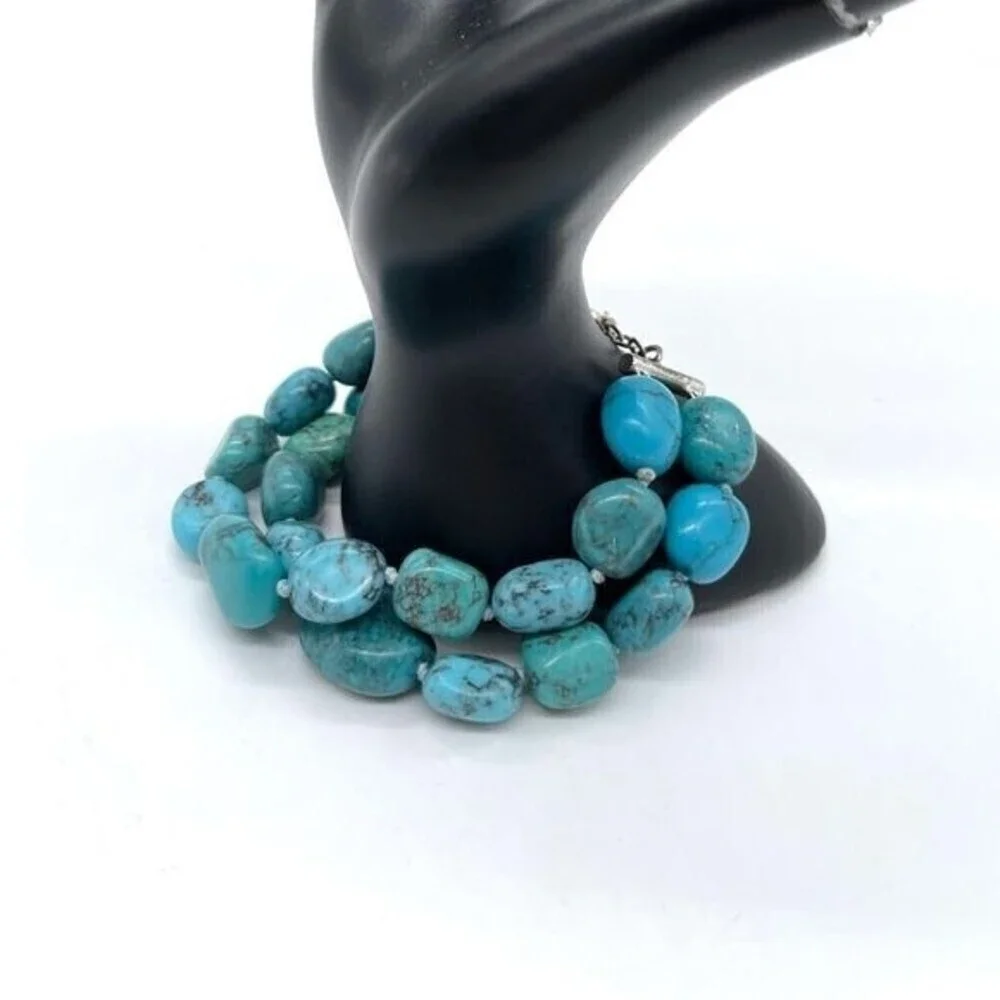 Turquoise Bracelets with Silvertone chain/clasp